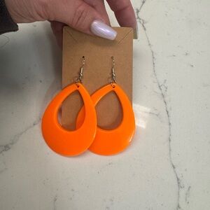 Orange and Black Teardrop Dangle Earrings - Women Jewelry